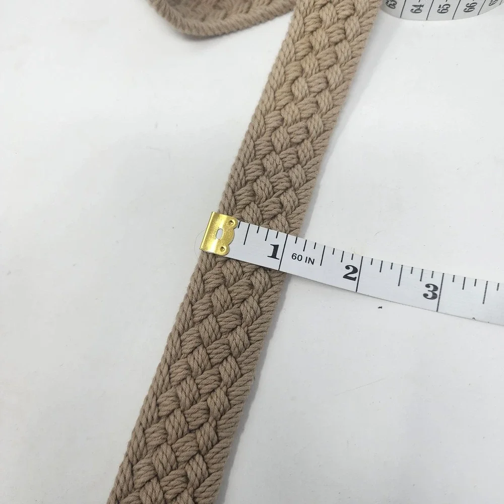 West Marine Macrame Belt Men's 42 - Beige Brown Leather Brass Buckle